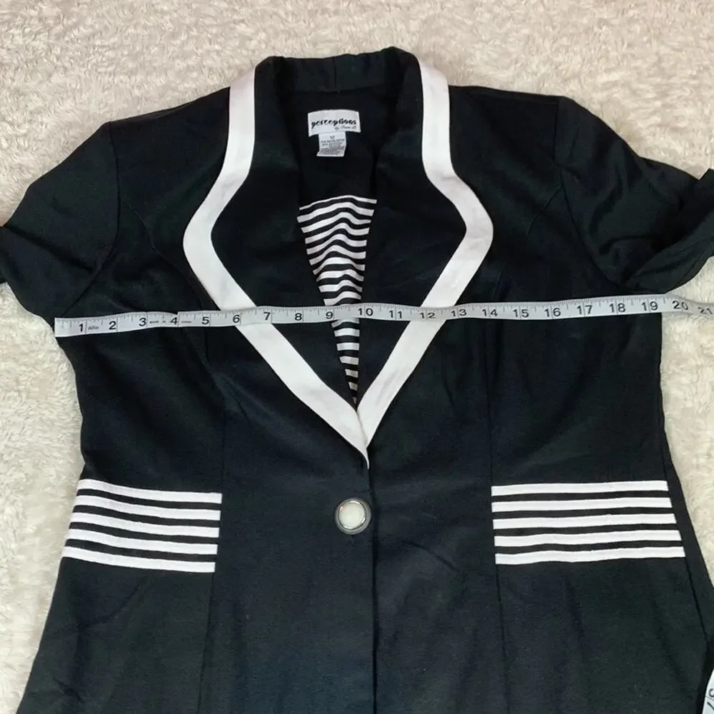 Vintage 80s Perceptions black and white sheath power dress, 12